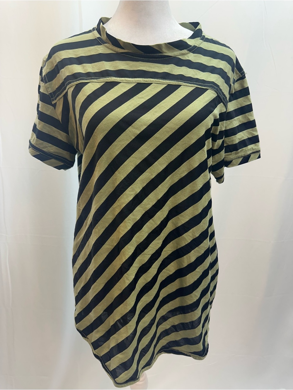 Jimmy Taverniti Vintage Striped Short Sleeve Tee in Green and Black